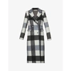 REFORMATION WOMENS LIGHT GREY PLAID YORK CHECKED WOVEN COAT S
