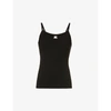 Courrèges Logo-patch Cotton-blend Knit Top In Black