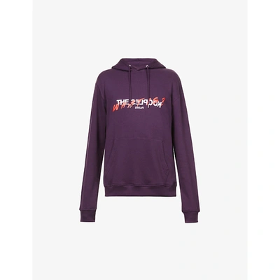 The Kooples Brand-print Relaxed-fit Cotton-jersey Hoody In Purple