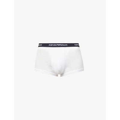 Emporio Armani Pack Of Three Logo-embellished Stretch-cotton Boxers In Bianco