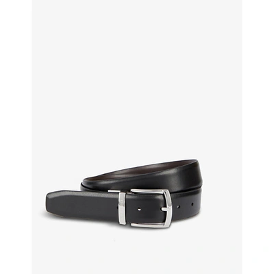 Dents Logo-engraved Reversible Leather Belt In Brown/black