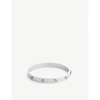 Tory Burch Miller Logo-charm Bangle Bracelet In Tory Silver