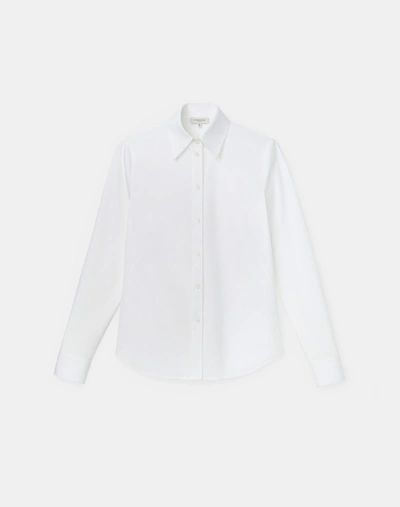 Lafayette 148 Petite Kennedy Shirt In Italian Stretch Cotton In White