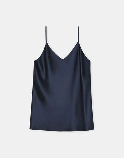 Lafayette 148 Plus-size Silk Charmeuse Bias Tank In Blue