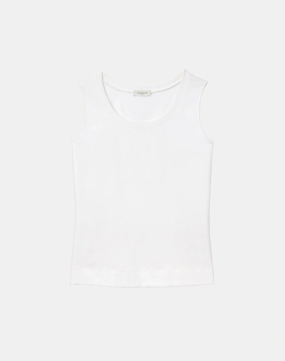 Lafayette 148 Petite Swiss Cotton Rib Scoop Neck Tank In White