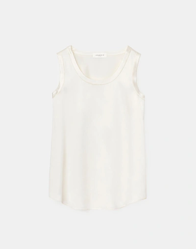 Lafayette 148 Perla Blouse In Charmeuse In White