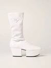 Prada Triangle Logo Platform Sole Boots In White
