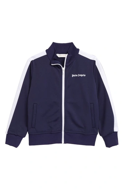 Palm Angels Logo-print Tracksuit Jacket In Navy Blue White