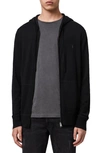 Allsaints Mode Slim Fit Merino Wool Zip Hoodie In Black