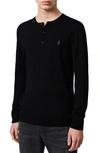 Allsaints Mode Merino Wool Henley In Black