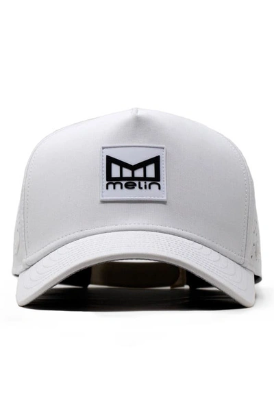 Melin Hydro Odyssey Stacked Water Repellent Baseball Cap In White