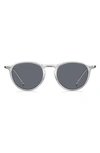 Hugo Boss 50mm Round Sunglasses In Silver / Gray