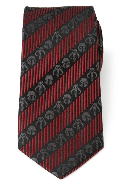 Cufflinks, Inc . Star Wars™ Mandalorian Black Red Stripe Silk Tie