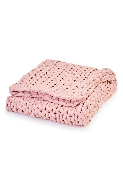Bearaby Organic Cotton Weighted Knit Blanket In Rose