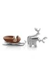Nambe Holiday Miniature Sleigh With Reindeer In Metallic Silver