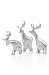 Nambe Holiday Miniature Blitzen Reindeer Figurine Set In Metallic Silver