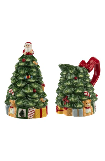 Portmeirion X Ted Baker Spode Christmas Tree Sugar & Creamer Set In Green