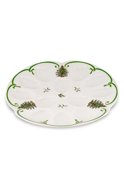 Portmeirion X Ted Baker Christmas Tree Deviled Egg Platter In Green