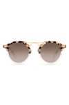 Krewe St. Louis 46mm Round Sunglasses In Matte Oyster To Crystal/ Amber