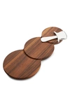 Nambe Holiday Snowman Cheese Board & Spreader Set In Brown