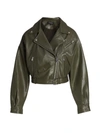 Lamarque Dylan Leather Biker Jacket In Dusty Olive