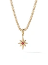 David Yurman Cable Collectibles North Star Birthstone Charm In 18k Yellow Gold With Pink Tourmaline In Garnet