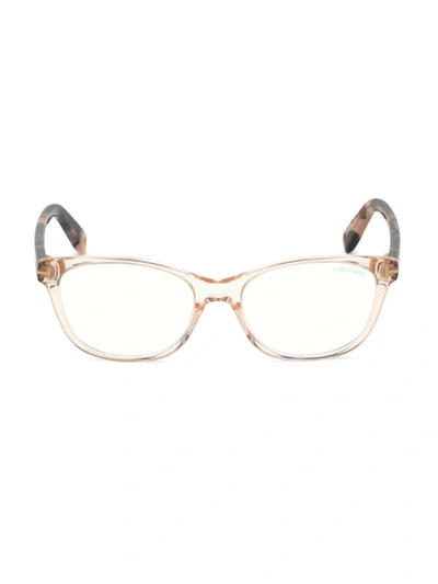 Tom Ford 50mm Square Blue Filter Eyeglasses In Shiny Pink