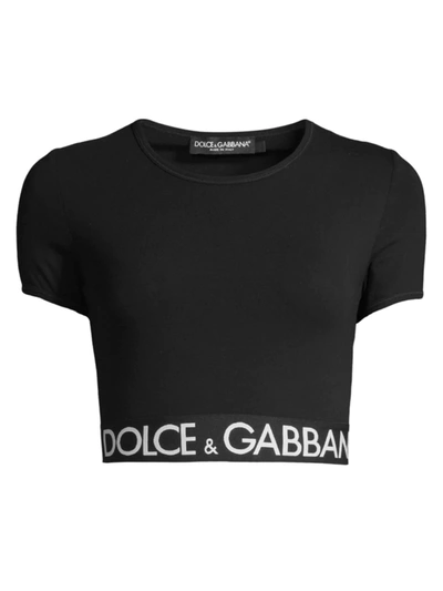 Dolce & Gabbana Cropped Pullover T-shirt In Black
