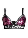 Dolce & Gabbana Embellished Logo Bra In Rose Pink
