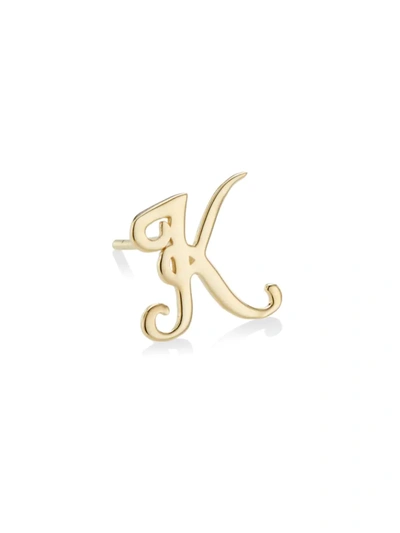 Lana Jewelry 14k Yellow Gold Cursive Inital Stud Earring In Initial K