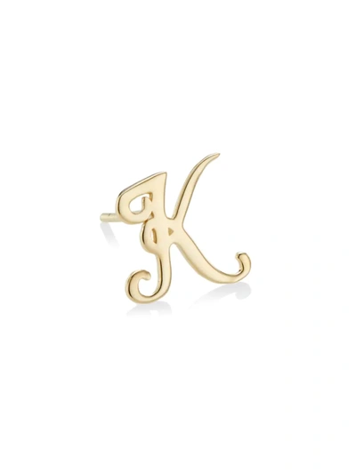 Lana 14k Yellow Gold Cursive Inital Stud Earring In Initial K