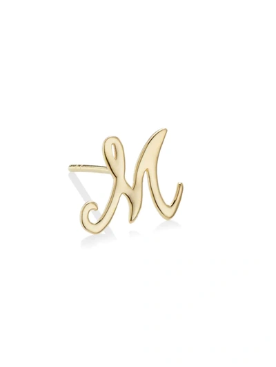 Lana Jewelry 14k Yellow Gold Cursive Inital Stud Earring In Initial M