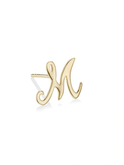 Lana 14k Yellow Gold Cursive Inital Stud Earring In Initial M