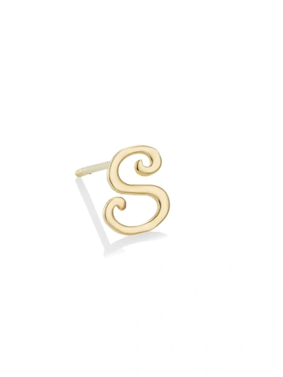 Lana Jewelry 14k Yellow Gold Cursive Inital Stud Earring In Initial S
