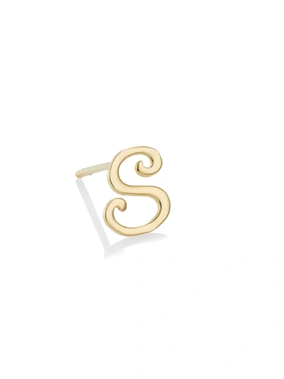 Lana 14k Yellow Gold Cursive Inital Stud Earring In Initial S