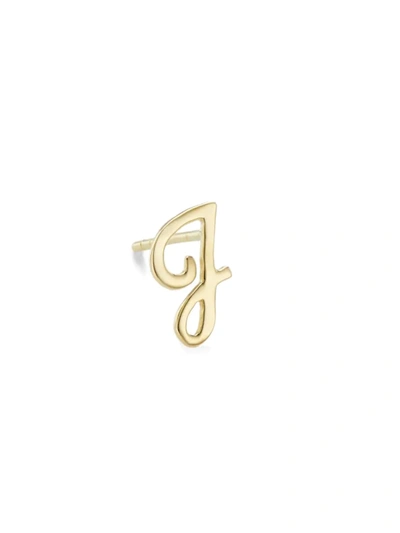Lana Jewelry 14k Yellow Gold Cursive Inital Stud Earring In Initial J