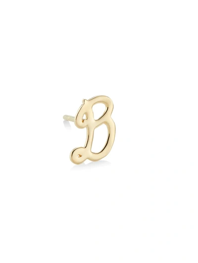 Lana 14k Yellow Gold Cursive Inital Stud Earring In Initial B