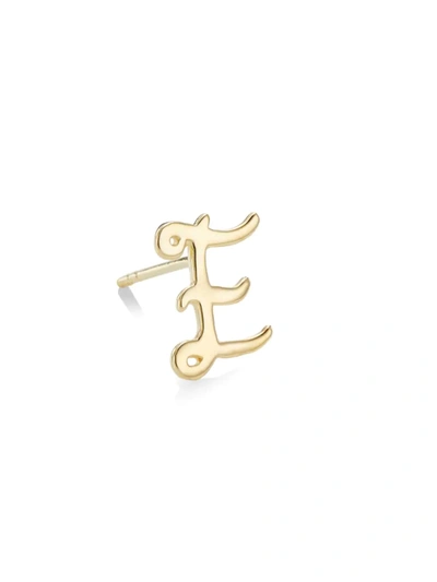 Lana 14k Yellow Gold Cursive Inital Stud Earring In Initial E