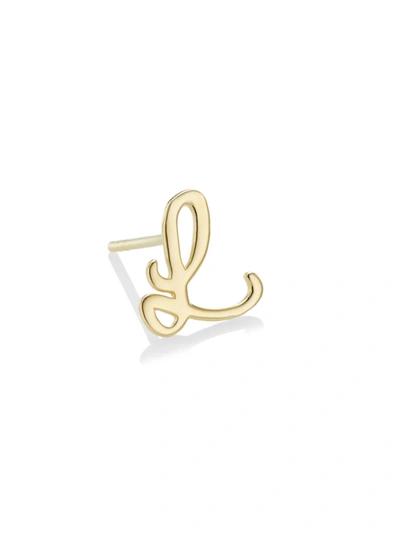 Lana Jewelry 14k Yellow Gold Cursive Inital Stud Earring In Initial L