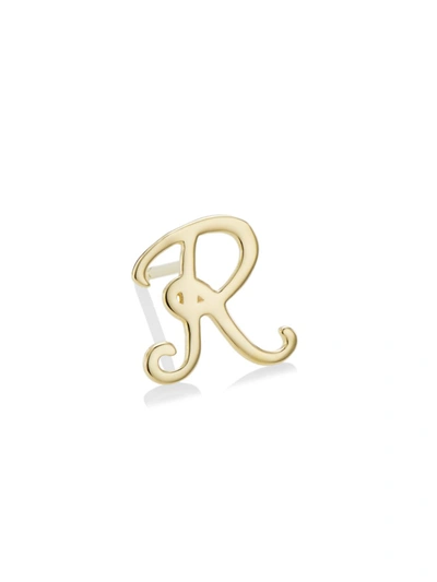 Lana 14k Yellow Gold Cursive Inital Stud Earring In Initial R
