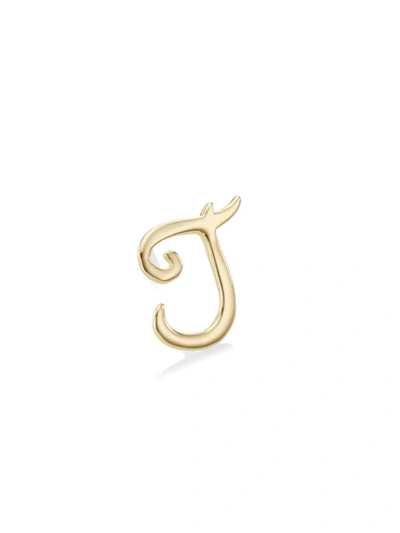 Lana Jewelry 14k Yellow Gold Cursive Inital Stud Earring In Initial T