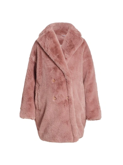 Emilia George Annabette Plush Maternity Coat In Pink