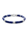 David Yurman Men's Spiritual Beads Sterling Silver & Onyx Hex Bracelet In Lapis