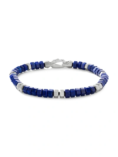 David Yurman Men's Spiritual Beads Sterling Silver & Onyx Hex Bracelet In Lapis