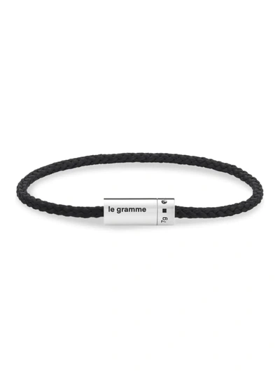 LE GRAMME MEN'S 7G POLISHED STERLING SILVER & BLACK NATO CABLE BRACELET,400014609981