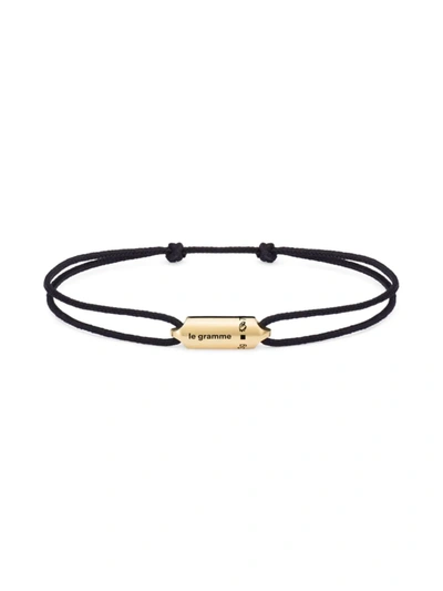 Le Gramme 3g Polished Yellow Gold Black Cord Bracelet Segment