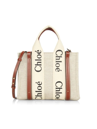 Chloé Small Woody Canvas Tote In Brown