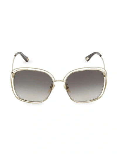 Chloé Women's Carlina 58mm Square Sunglasses In Gold/gray