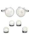 CUFFLINKS, INC MEN'S 3-PIECE OX AND BULL TRADING CO. MOSAIC MOTHER OF PEARL STUD CUFFLINK SET,400014854035
