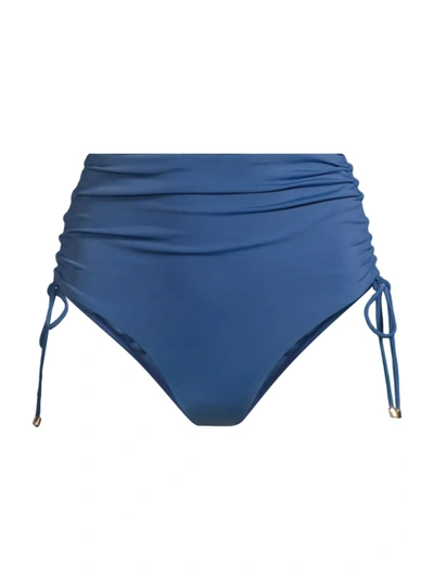 Agua Bendita Etta Ruched Bikini Bottom In Indigo